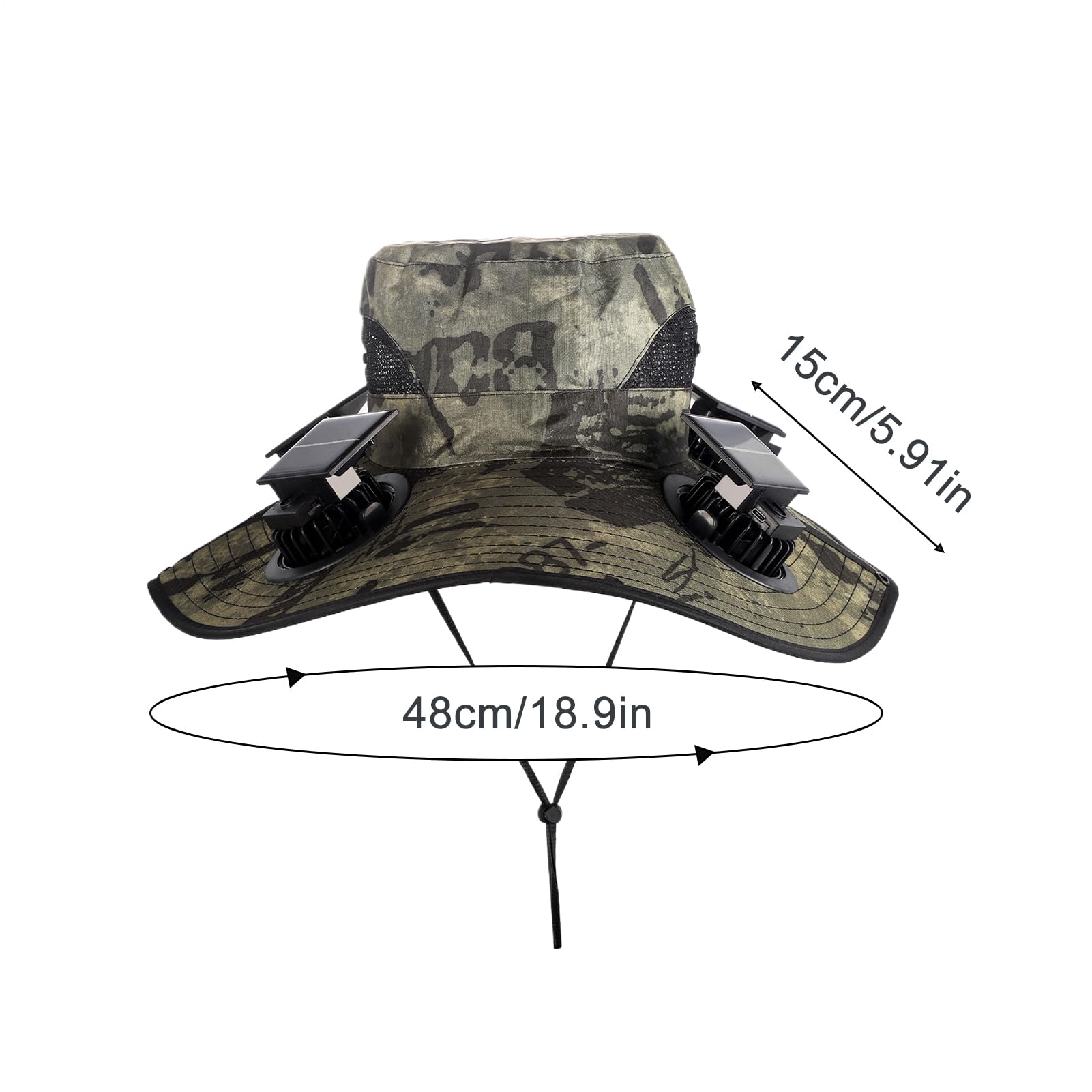 Cappello con Ventilatori a Energia Solare - Ventola a 4 Teste, Tesa Larga, Alimentato a Energia Solare - Cappello da Pescatore per Esterni - per Pesca, Campeggio, Giardinaggio, Hiking, Lavoro, Viaggi,