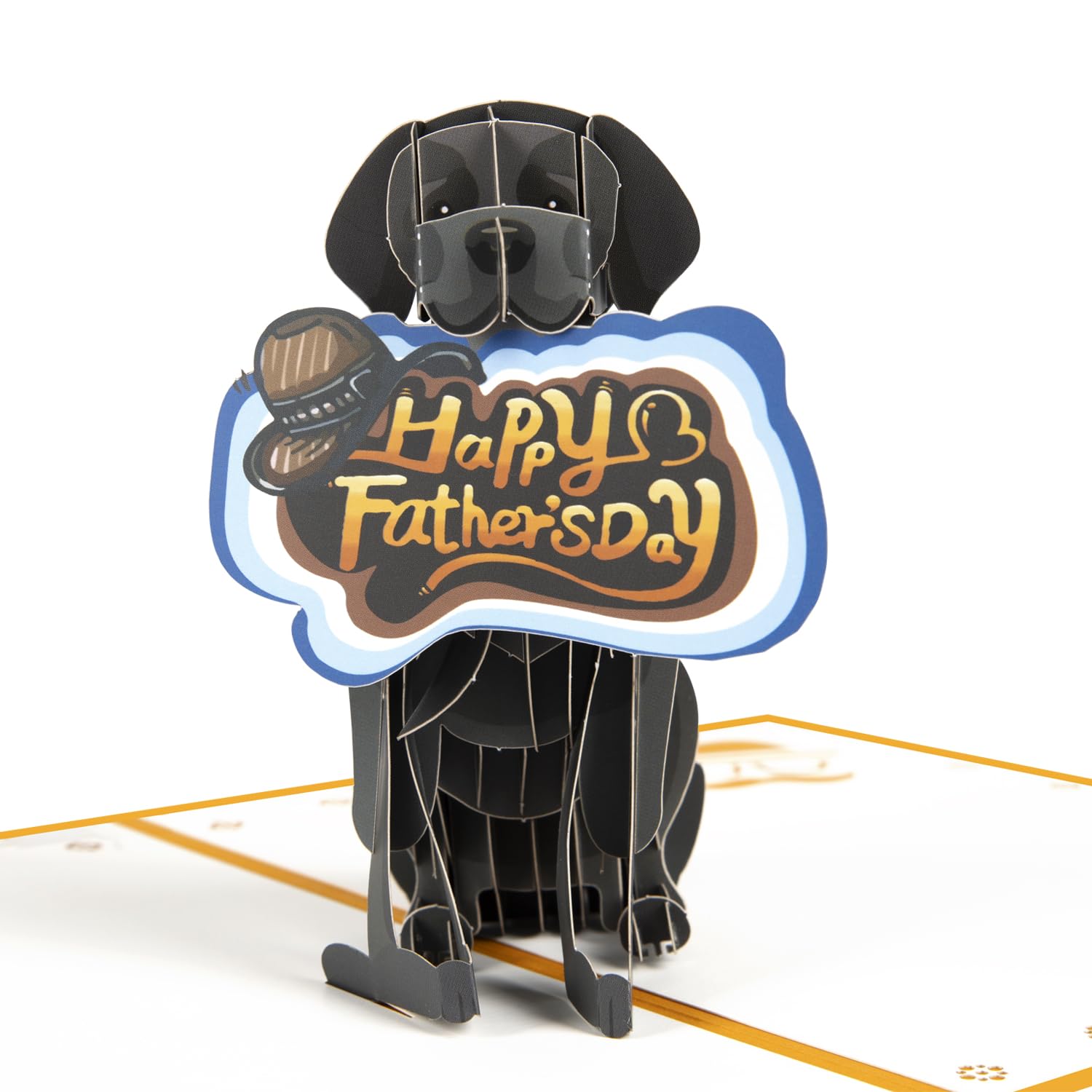 Magic Ants 3D Pop-Up Father's Day Card – Cute Black Labrador Retriever Dog with Slogan Happy Father's Day – Playful, Funny Father's Day Card for Dog