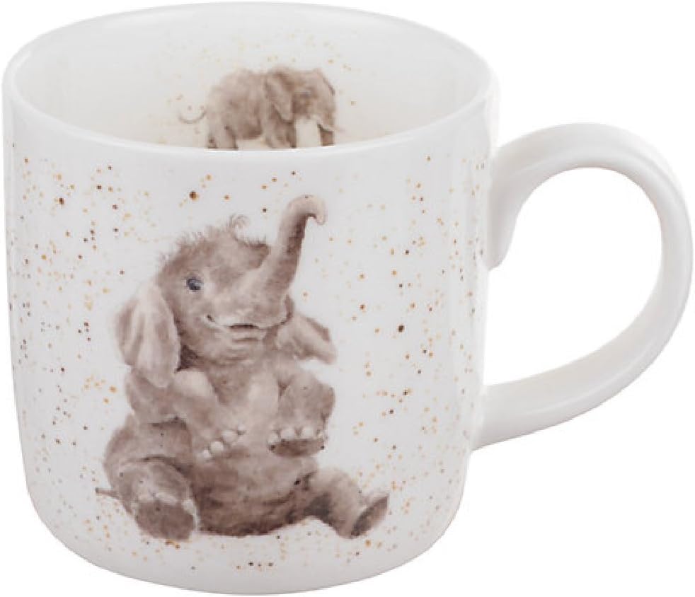 Wrendale by Royal Worcester Bone China Mug Role Model Elephants, Multi-Colour,11 oz