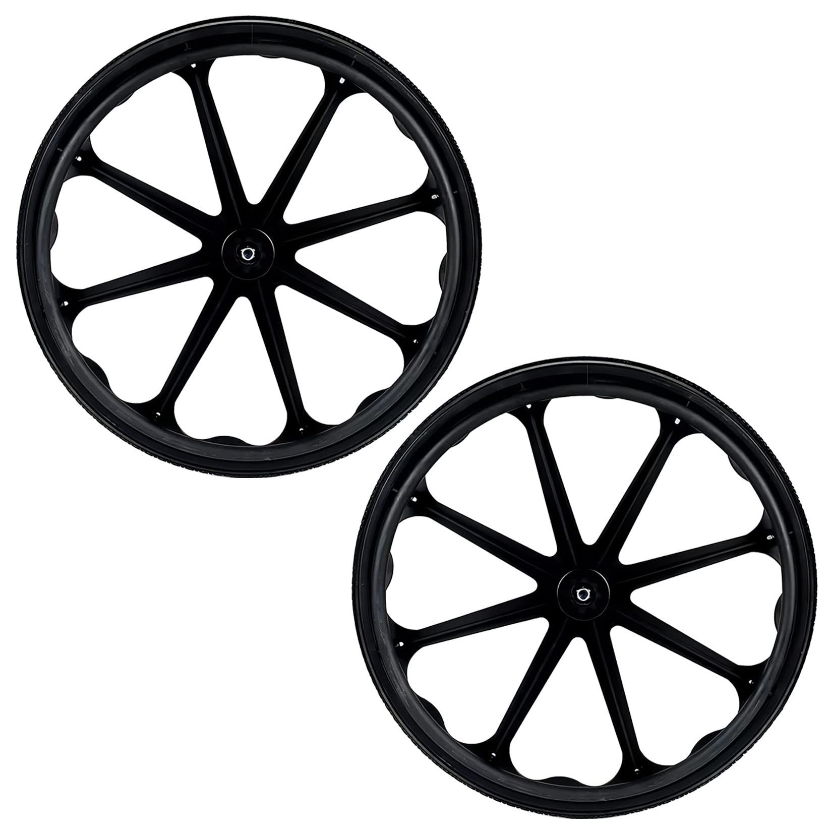 Juego de 2 Ruedas para Silla de Ruedas de Repuesto de 20, 22 y 24 Pulgadas, neumáticos sólidos, Rueda Trasera con rodamientos y Anillo de Empuje, para Todo Tipo de sillas de Ruedas