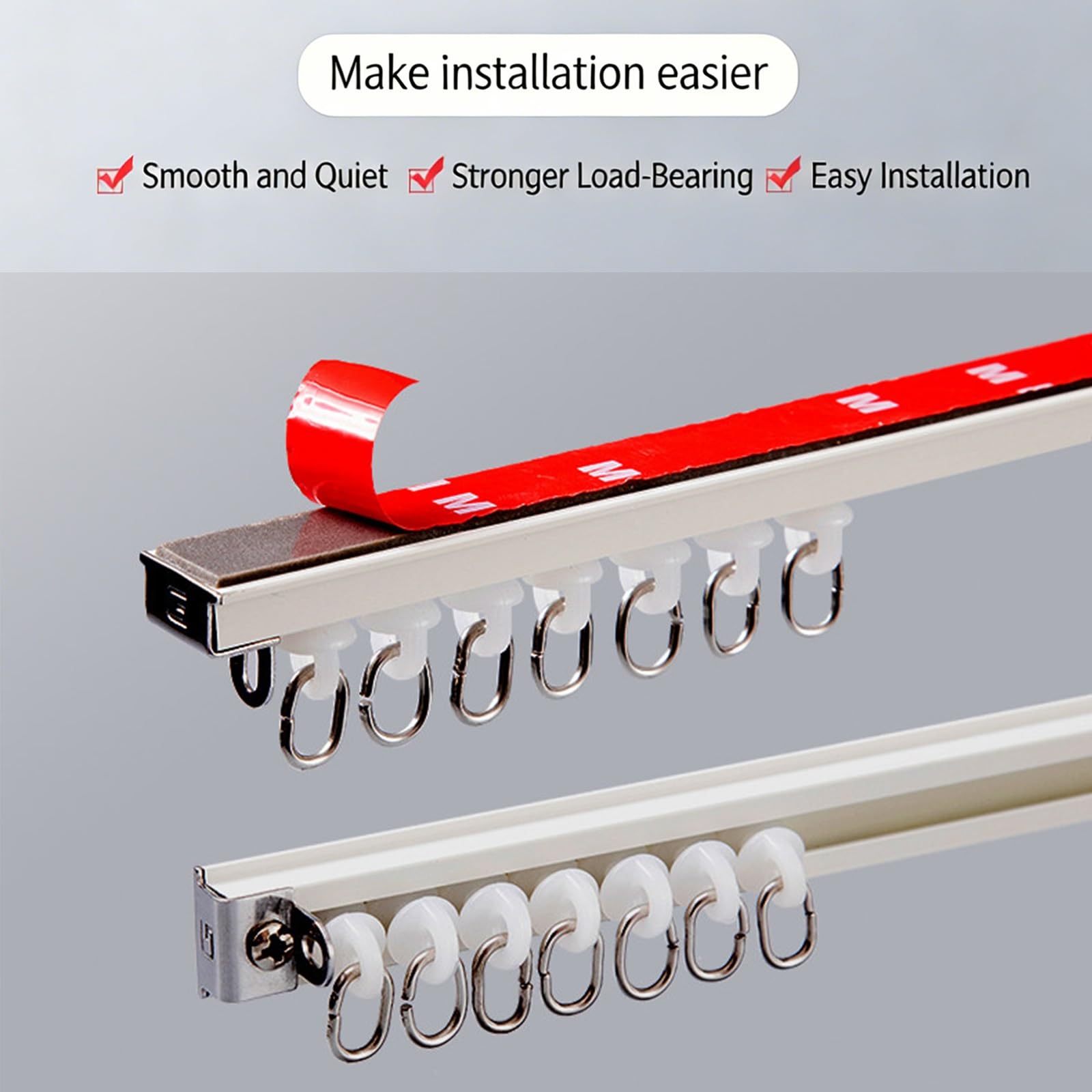 Rail De Rideau En Alliage D'aluminium À Voie, Rail De Rideau De Plafond Autocollant, Aucun Perçage Requis, Adapté Aux Séparateurs De Pièce, Aux Armoires De Rangement.(Top-mounted,250cm(8.2ft))