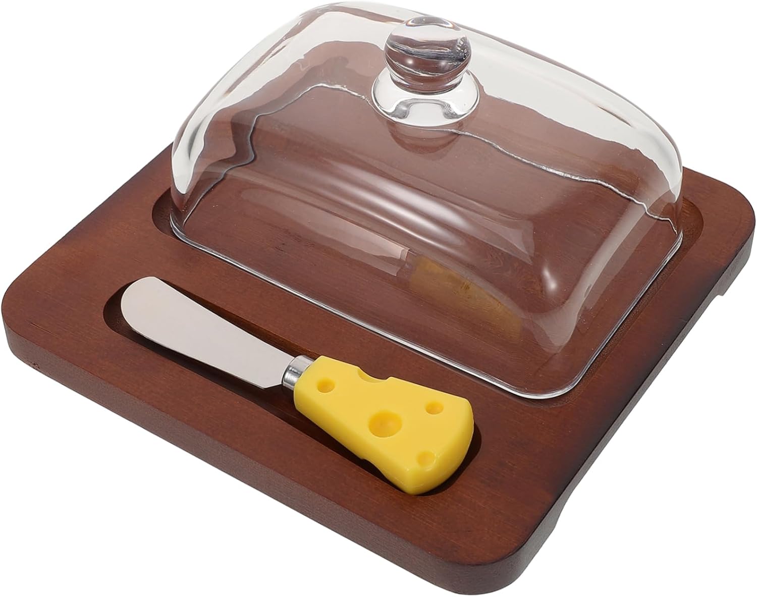 Ciieeo 1set Butter Keeper Glass Dome Lid Countertop Storage for Butter Cheese Elegant Serving Tray for Home Tableware Deep for Freshness and Odor