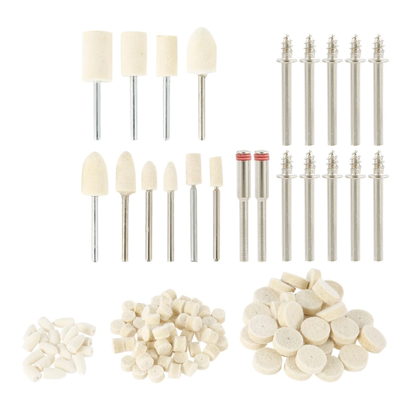 145Pcs Lana Feltro Montato Lucidatura Ruota di Lucidatura OD 3-20mm Testa Abrasiva for Trapano Utensile Rotante 3mm Gambo Go (Color : 132pcs)