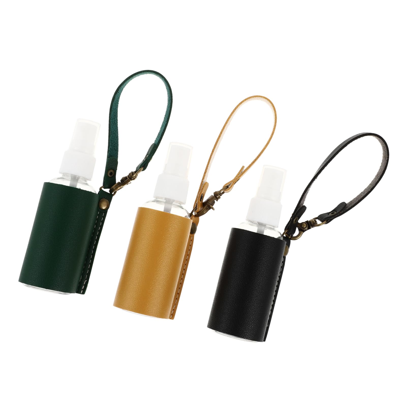 Travel Empty Perfume Bottles Keychain Set of 3 with Pu Leather Covers Small Refillable Spray Containers for Hand Sanitiser and Travel Mist