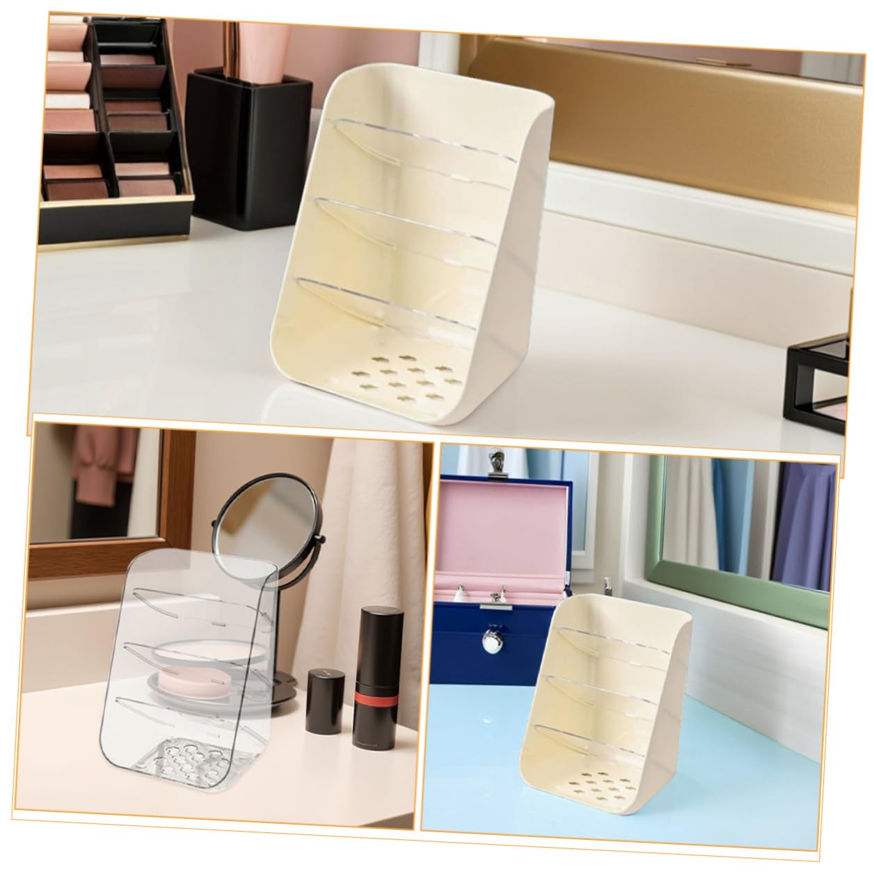Lurrose Portalápices Transparente de Plástico 2 Piezas con Base Estable
