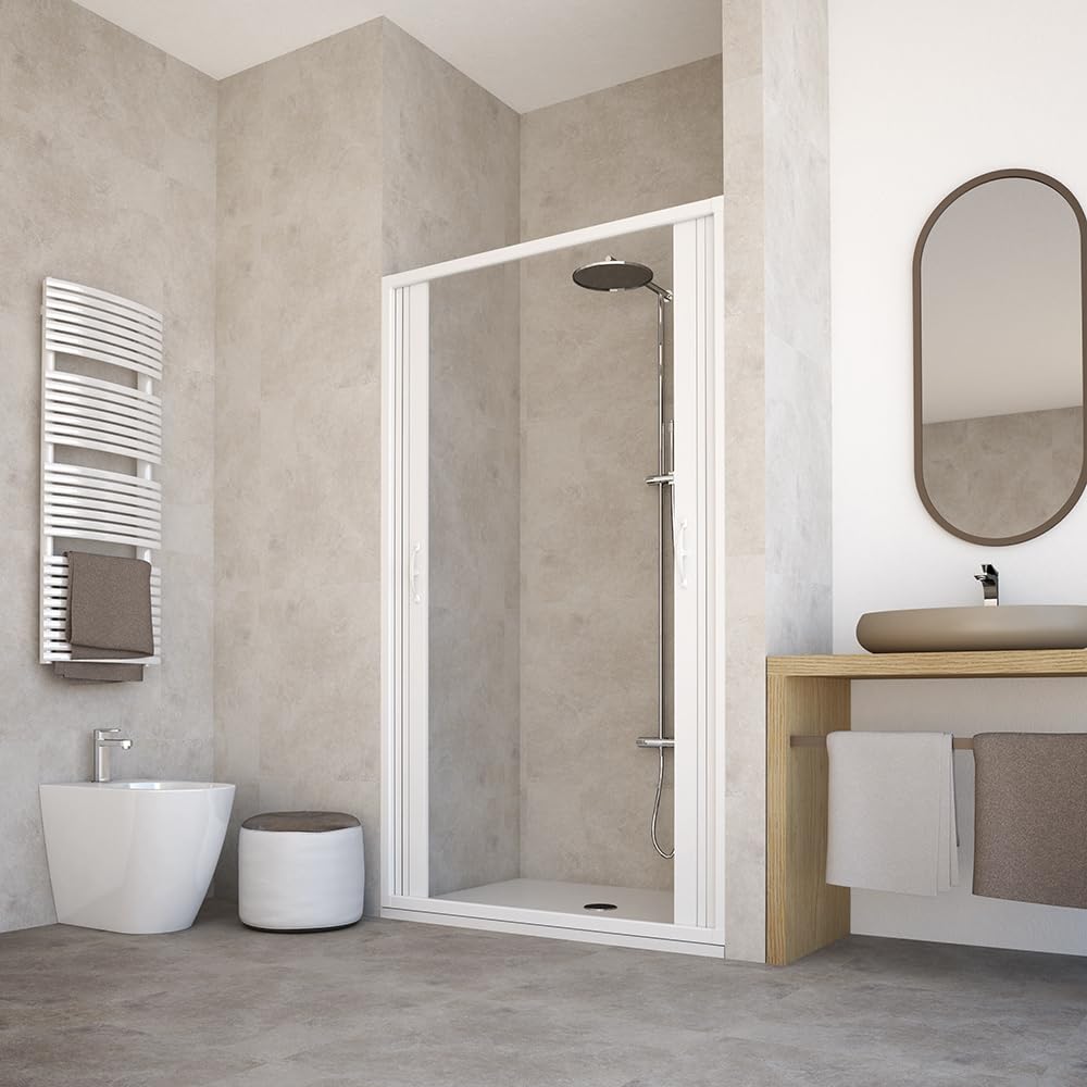 Box Doccia Angolare 75x75 Cm - PVC, Anta A Soffietto, Bianco Semitrasparente - Facile Montaggio