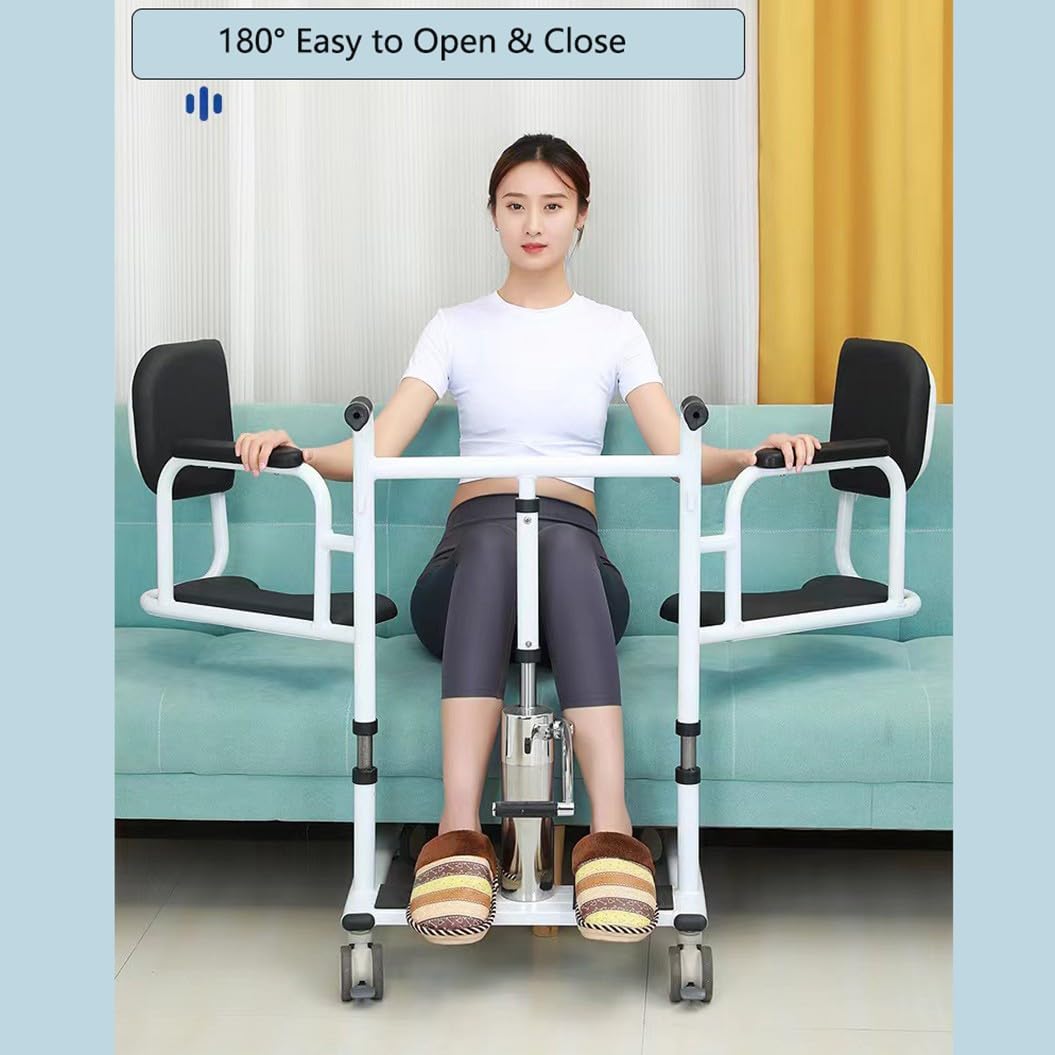 Elevador de pacientes hidráulico,Silla de ruedas elevadora de pacientes,Silla de ruedas portátil de transferencia de pacientes para el hogar,con Asiento Dividido 180° A