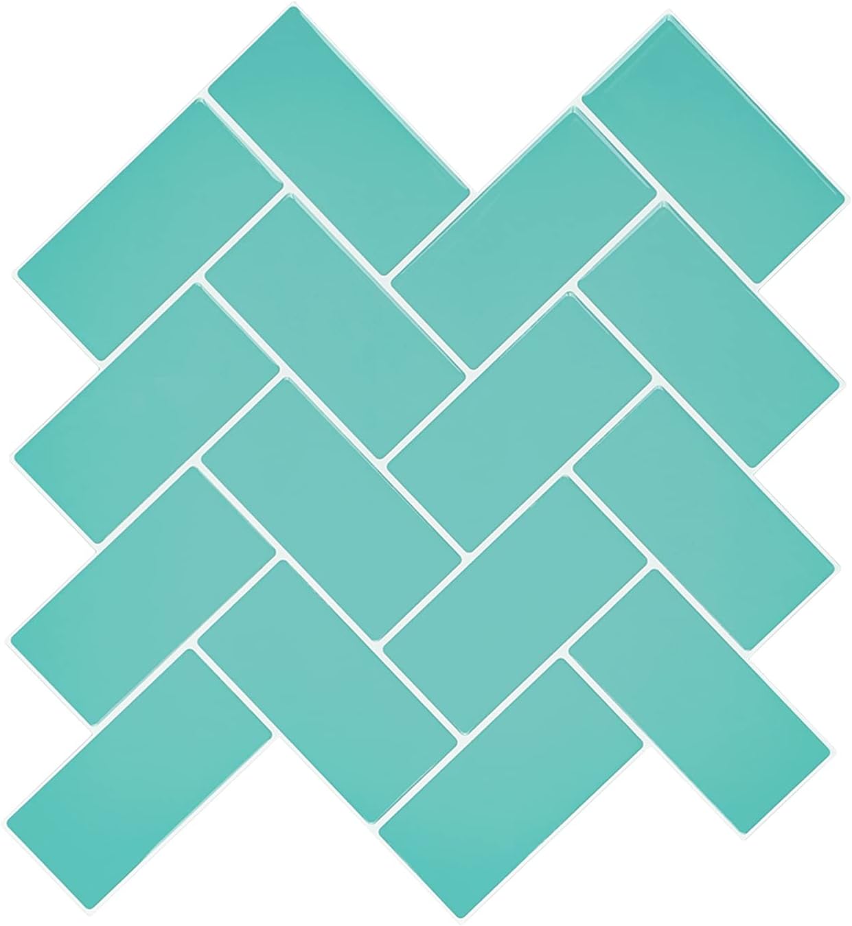 Blue Peel and Stick Backsplash Herringbone Tile, Thicker Design