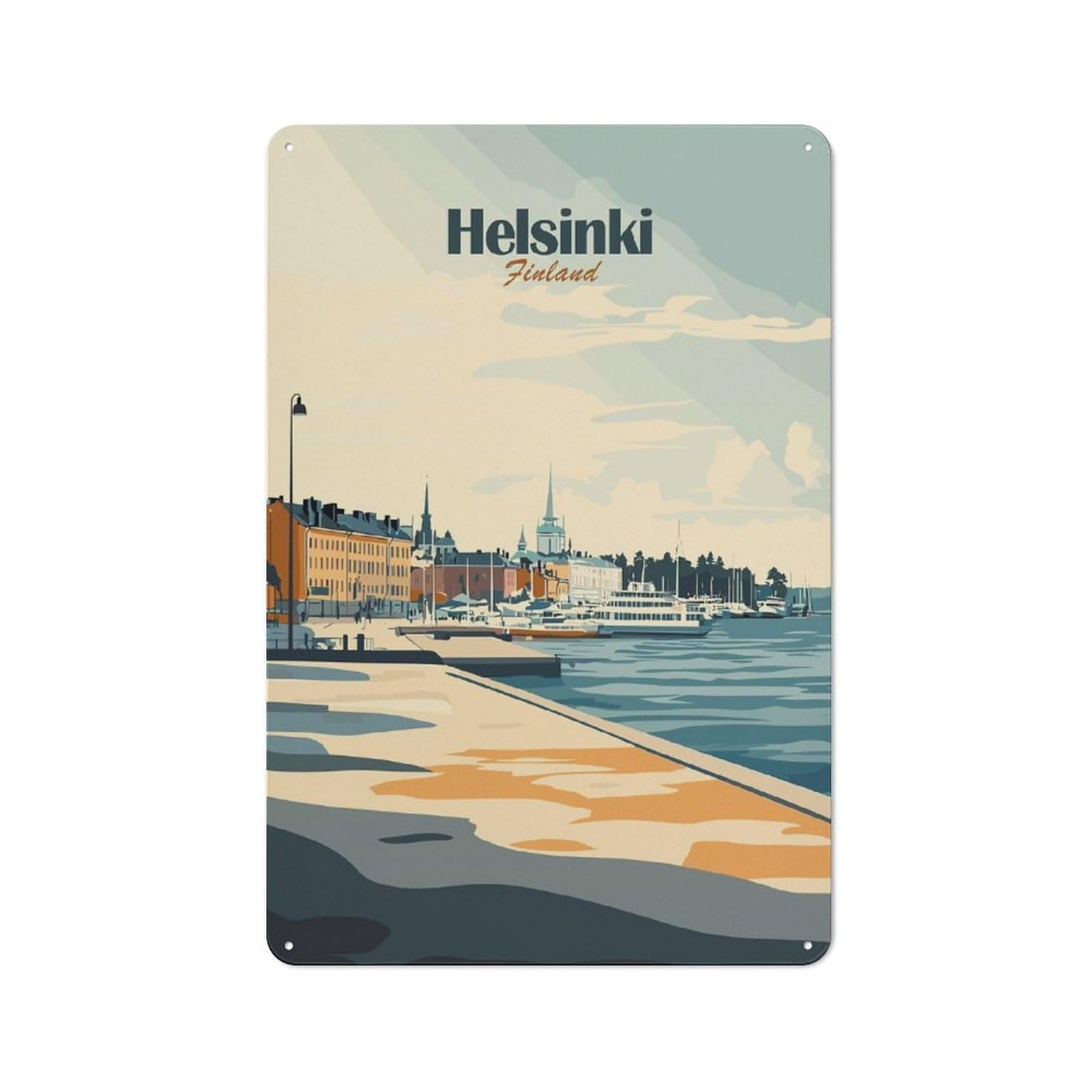 Junmoney Style-4 For Hallway Wall, Helsinki Finland Travel (3) Vintage-Inspired Metal Sign 30X20cm, A Moving-Home Gift For Collectors Of Tin Signs