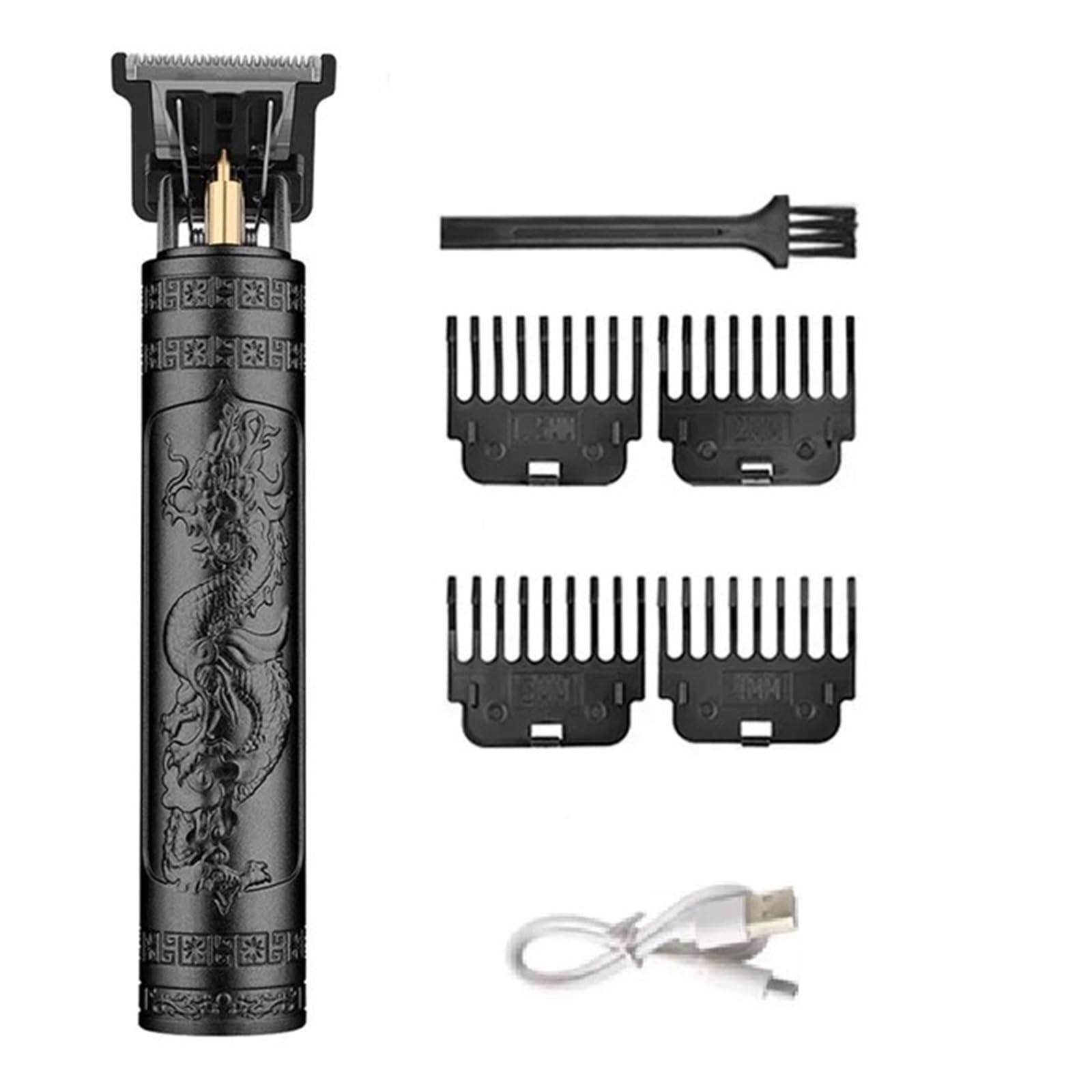 Razors T9 LCD Electric Hair Clipper Oil Shaving Head Electric Pusher Carving Electric Shaver Rechargeble Hair Trimmer for Men Care(Black Dragon A)