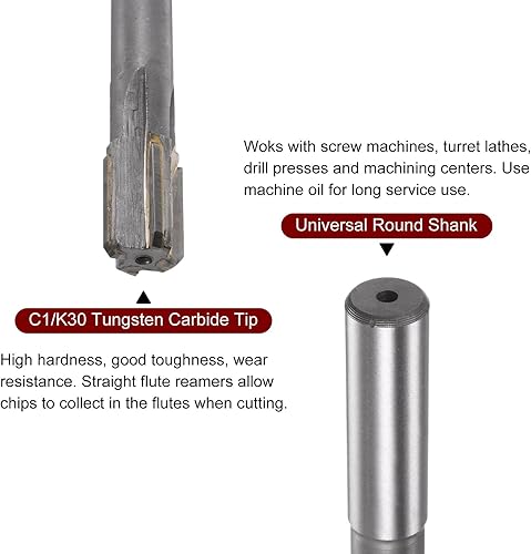 Miniatura 4 de HARFINGTON Escariador de chucking de 0.626in H7 C1K30 punta de carburo rectas de precisión, vástago redondo, fresadora