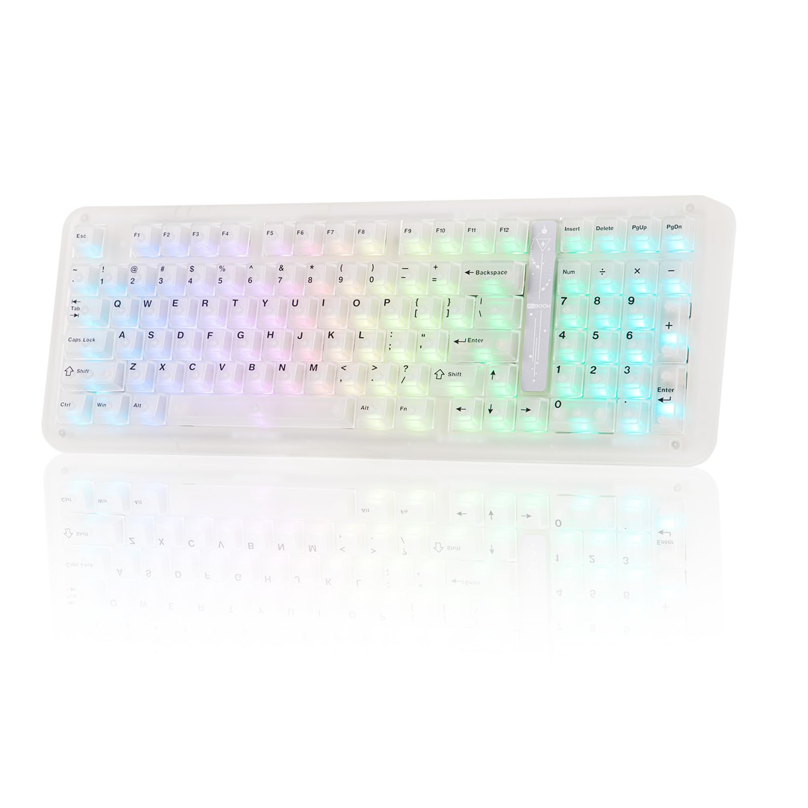 KiiBoom Phantom98 Lite 96% Clavier mécanique sans fil pour jeux, Via, clavier crémeux avec joint, batterie de 8000 mAh, échange à chaud, RGB, NKRO pour Win/Mac (Clear, Mochi Switch)