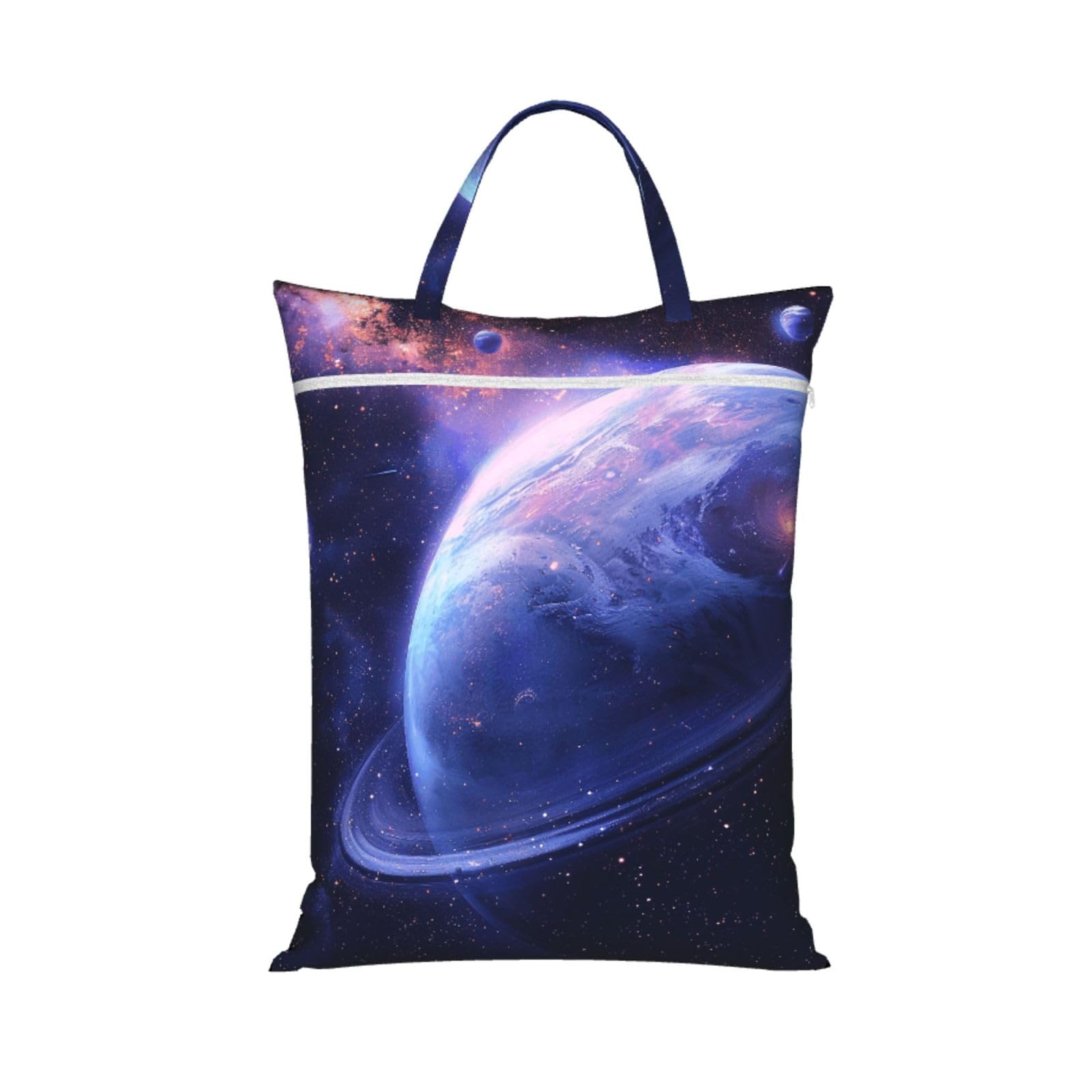 Large Travel Laundry Bags,Planet Print with Handle Foldable Laundry Bag for Holidays Gym Swimming and Family Trips, 1Pcs