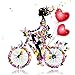 Produktbild 5D-Diamant-Stickerei, Gemälde/ Kreuzstich mit Strassbesatz, mit ganzen quadratischen Diamanten und Werkzeug, Flowers and Bikes, 40 x 40 cm