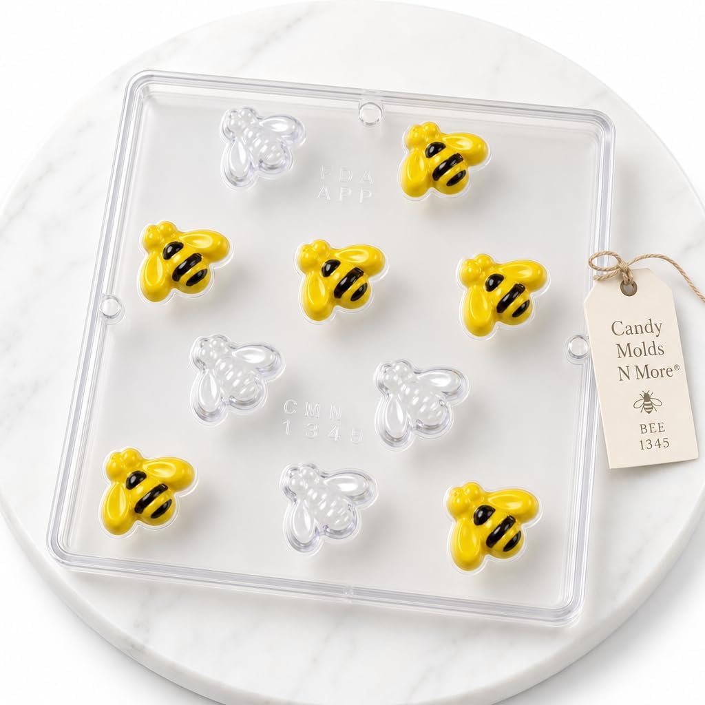 Bee Bite Size Chocolate Candy Mold 1345, 10 Cavities