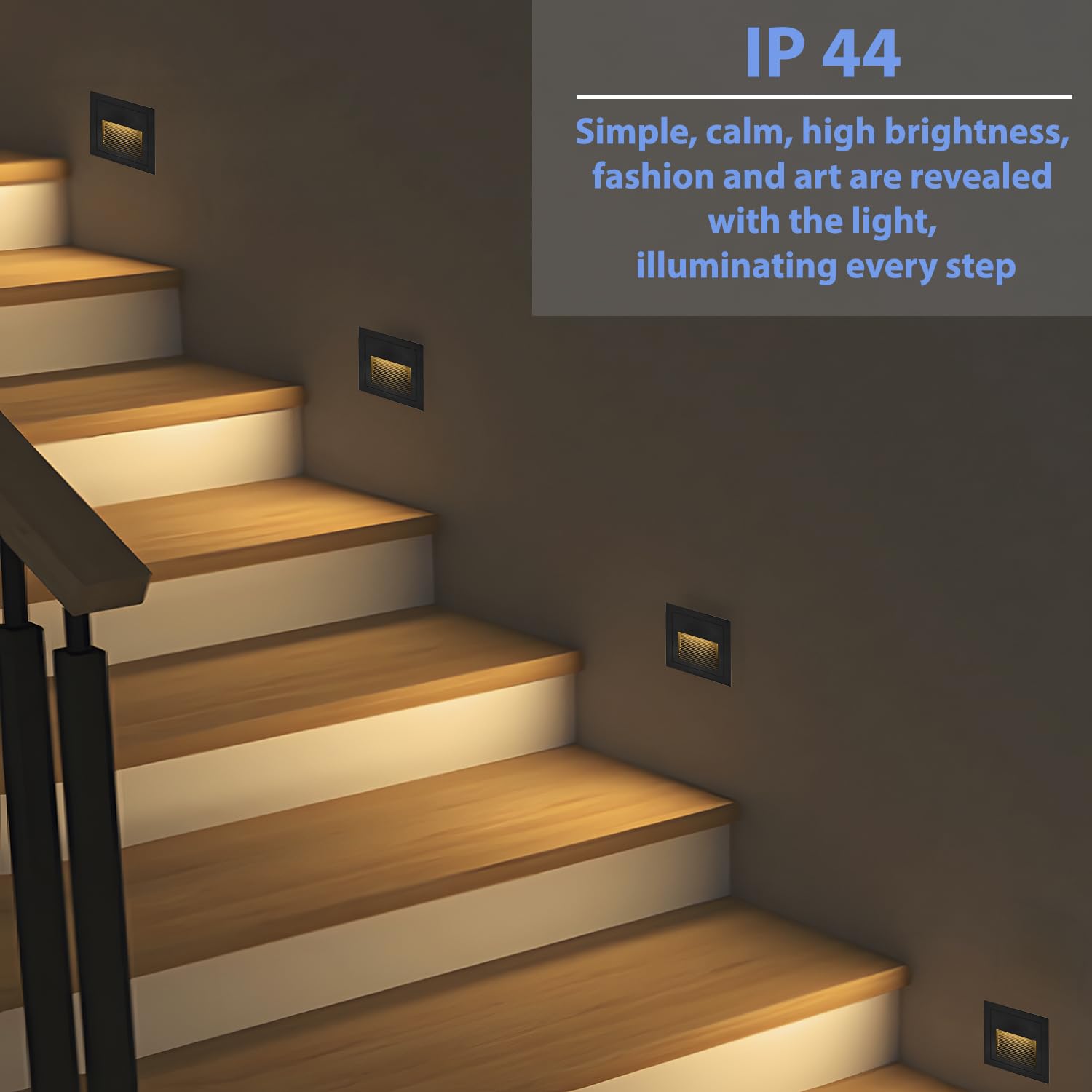 Arotelicht 3W LED Éclairage d'escalier Applique murale 230V Blanc chaud Aluminium Encastré IP44 Noir Lumière de marches