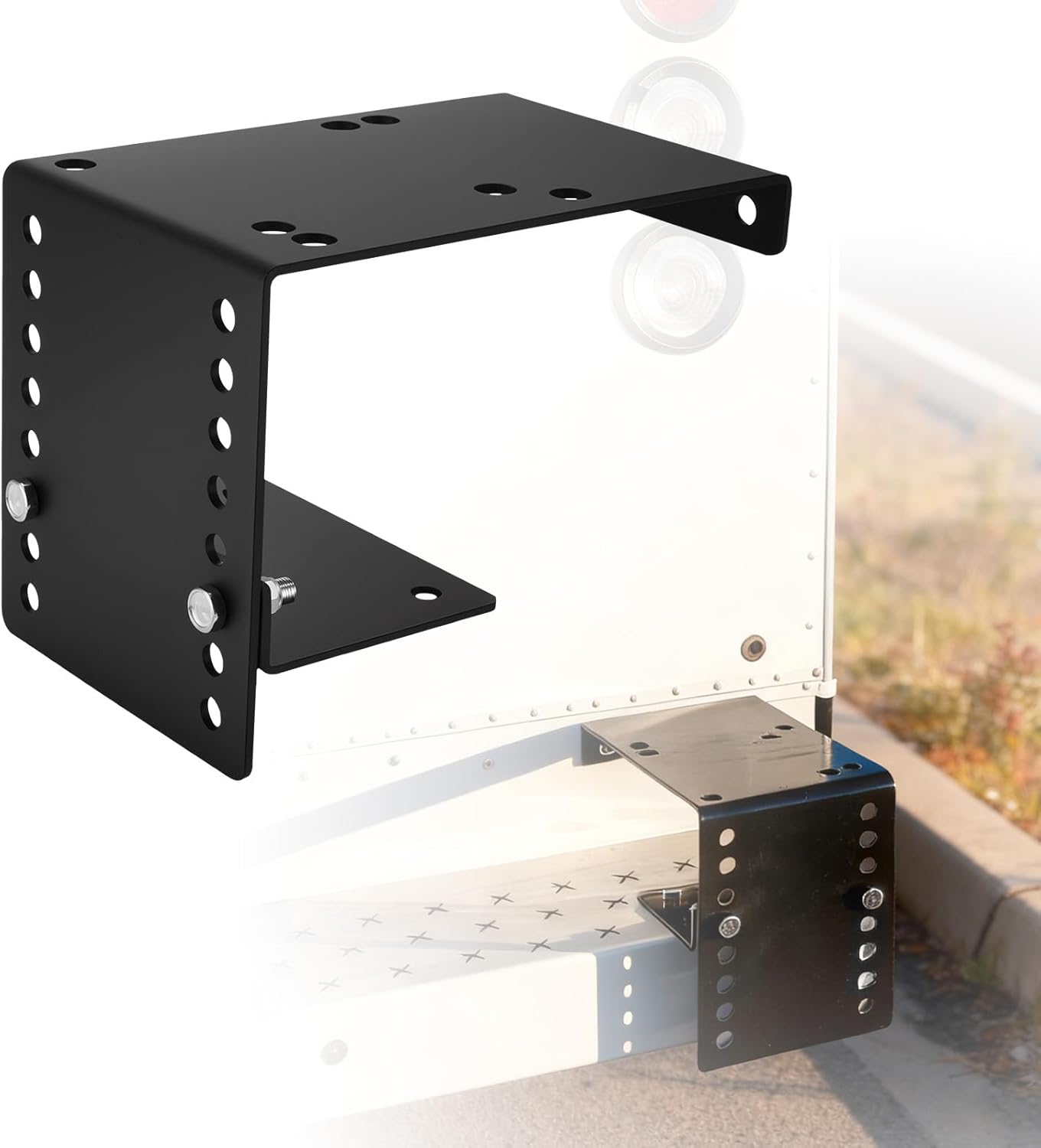 Black Bumper Vise Mount Heavy Duty Truck Vise Mount, Pre-Drilled, Adjustable Height, Easy Bolt-On Installation for Utility and Service Body