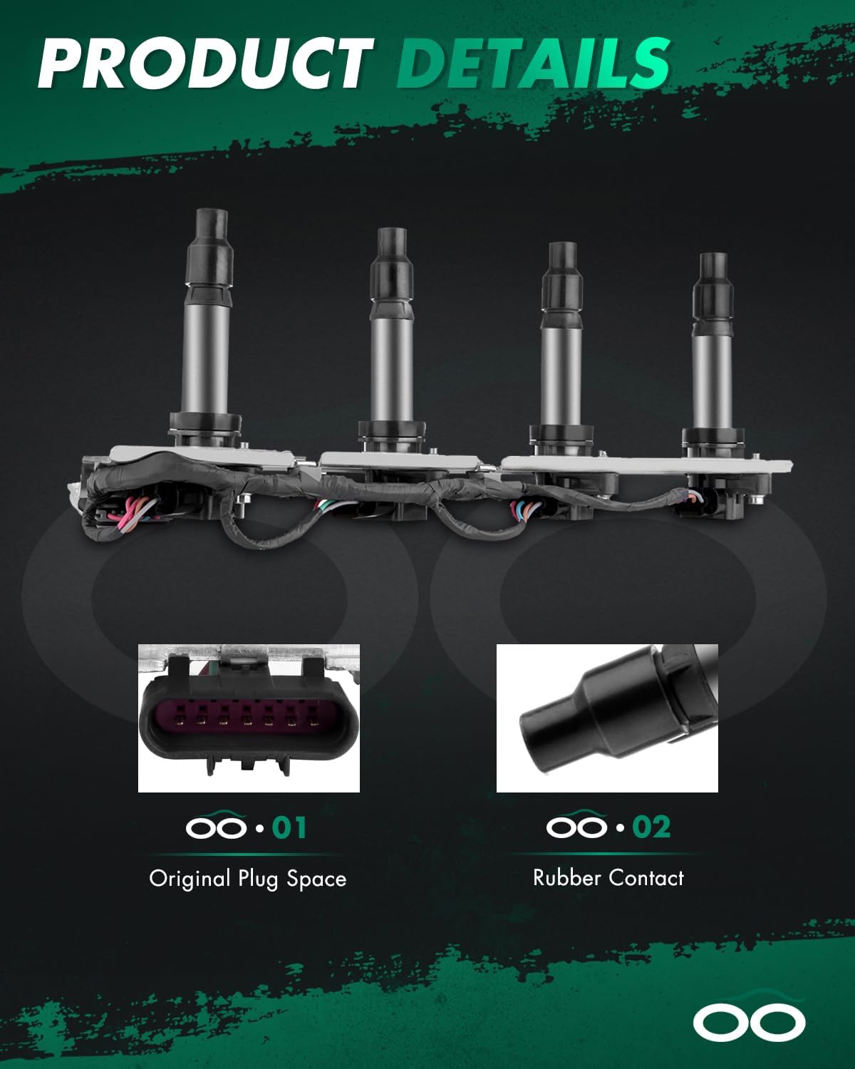 SCITOO Ignition Coil Coils Pack fits for Pontiac Bonneville 4.6L 2004-2005 for STS 4.6L 2005-2006 for SRX 4.6L 2004-2006 for DeVille 4.6L 2004-2005 UF372 5C1552 E402 set of 2