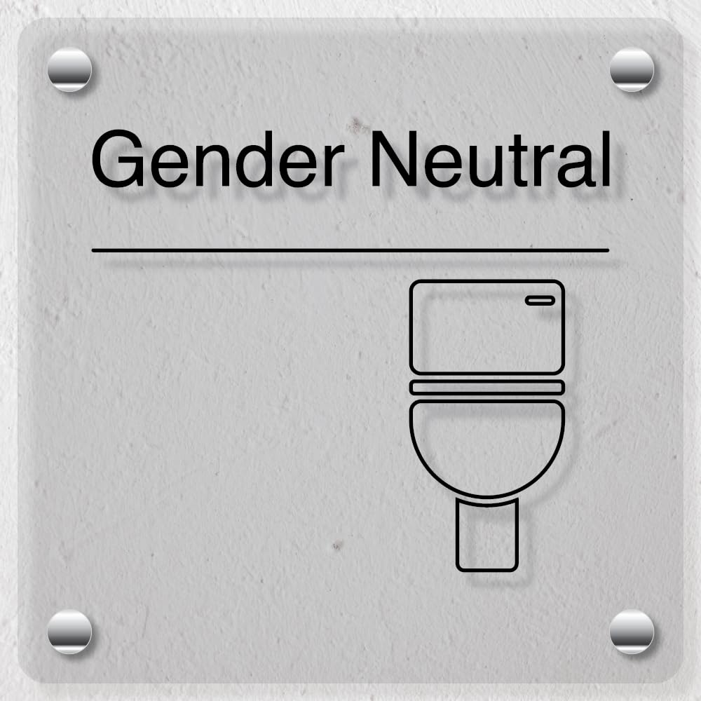 V Safety Gender Neutral Toilet - Icon Left - 150 x 150 mm - Acrylic Perspex Cast Clear Safety Sign