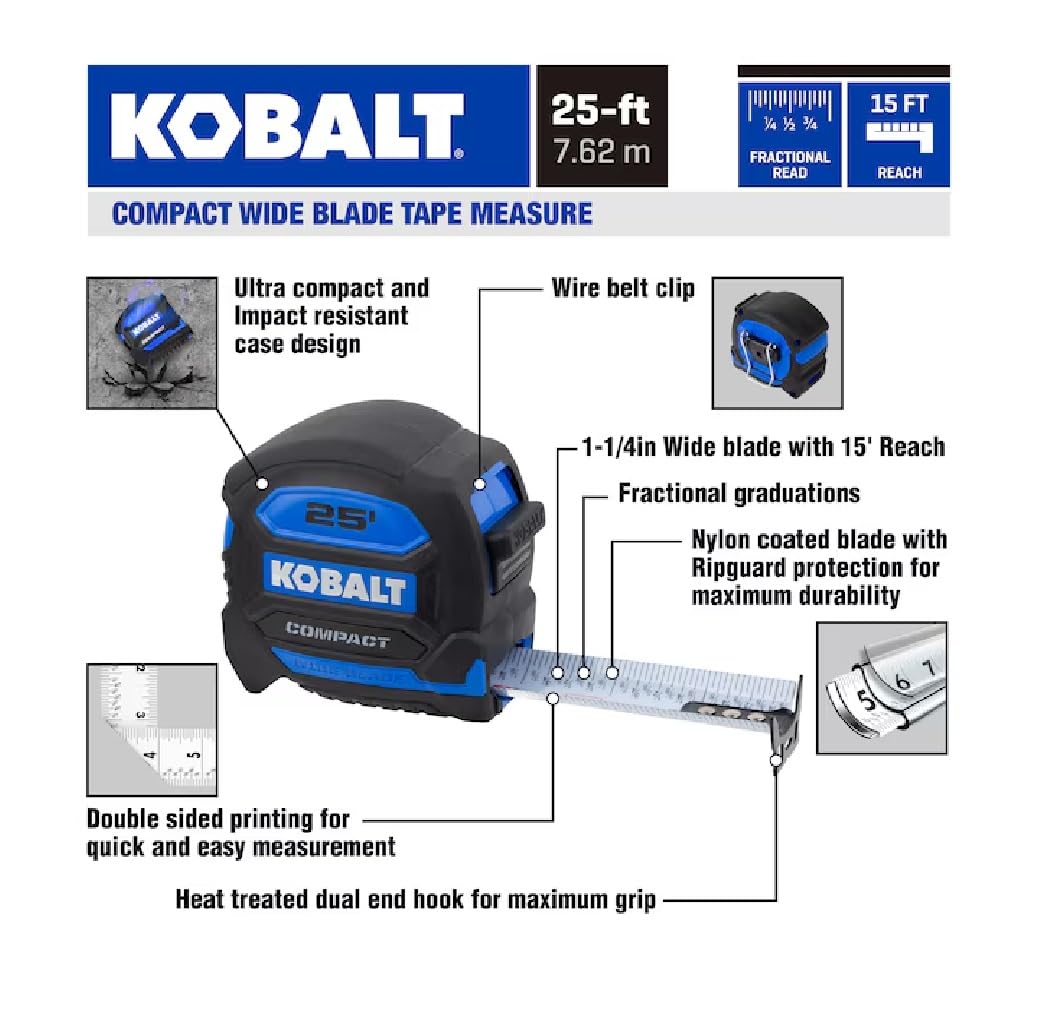 Kobalt - Cinta métrica de 25 pies