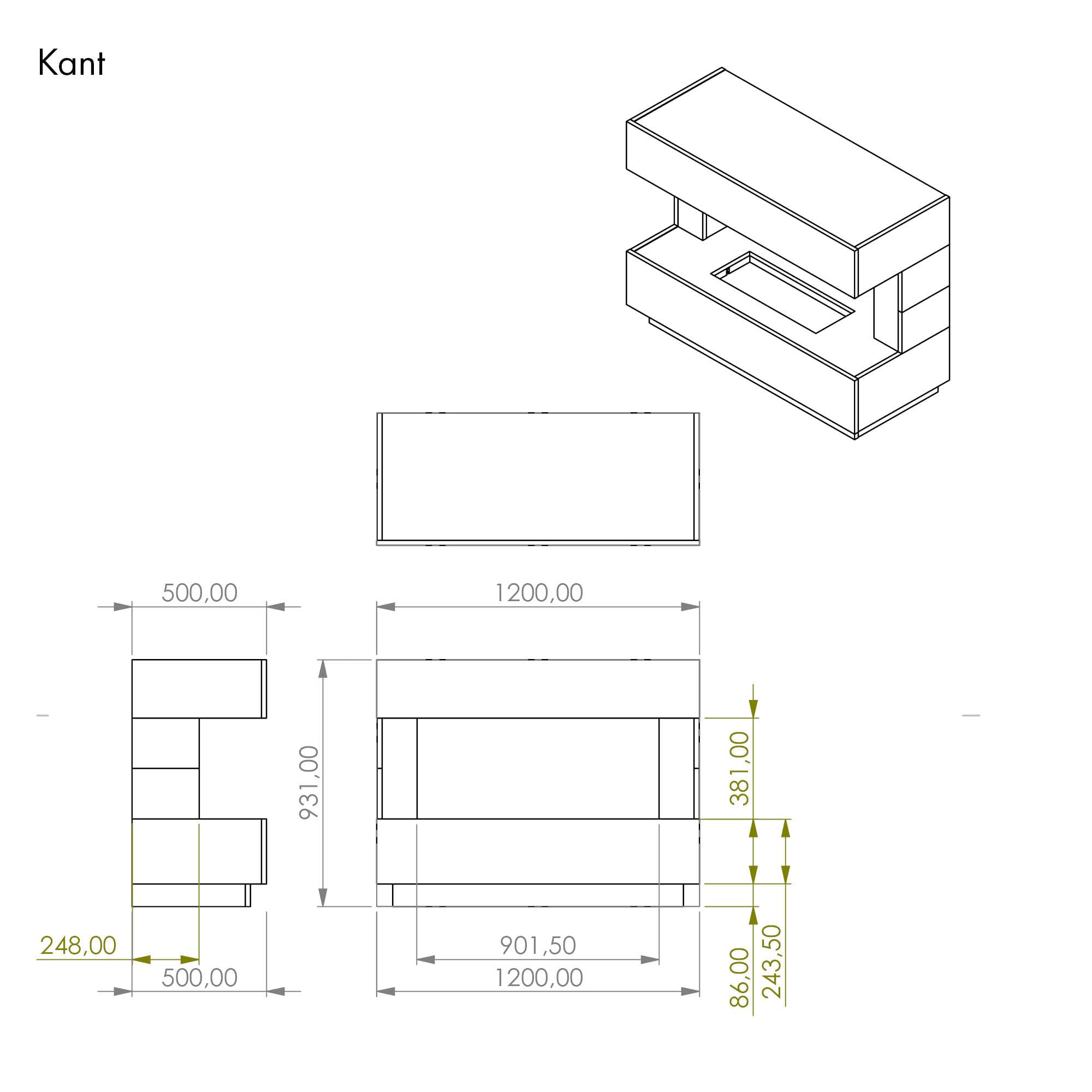 GLOW FIRE Kominek stojący na parę wodną KANT - Elektryczny kominek z realistycznym efektem płomieni LED 3D, trzaskiem, pilotem, 120x93x50 cm - Opti-Myst 500 z dekoracją drewnianą, Czarny