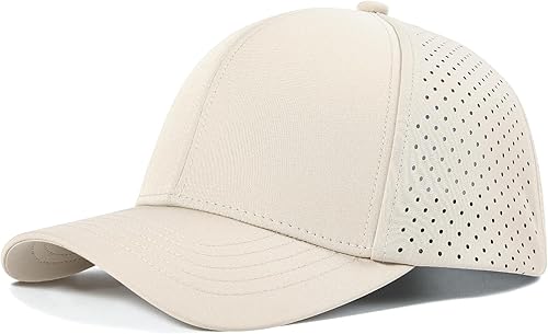 VOBOOM - Gorra de béisbol para hombre de secado rápido con corte láser y malla, con borde curvo y cierre a presión