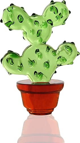 LONGSHENG - SINCE 2001 - Figura de cactus de vidrio soplado a mano, arte hecho a mano, estatua de cactus de cristal, figuras de cristal,