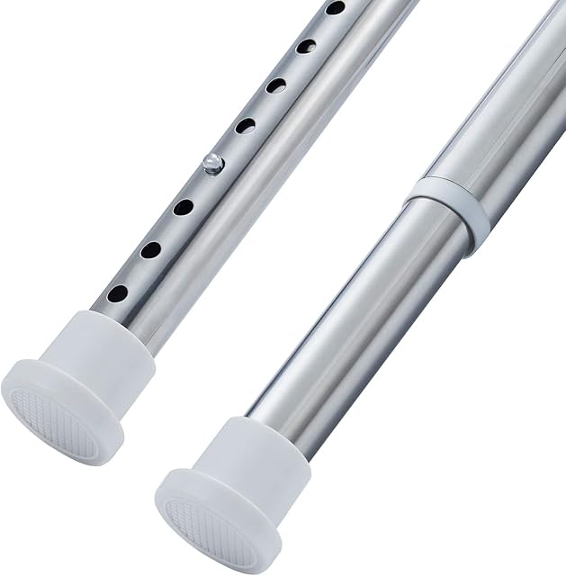 Stainless Steel Spring Tension Rod Extendable Telescopic Shower Curtain Pole Heavy Duty Hanging Bar with No Drilling, 70-110cm, Silver