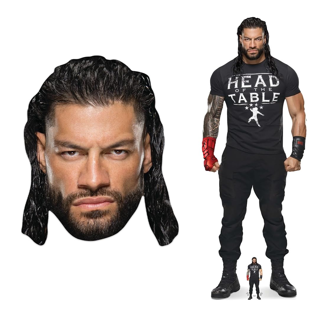 Partyrama.co.uk Multicolor Roman Reigns Head Table Wwe Lifesize Cardboard Cutout 192Cm With Face Mask