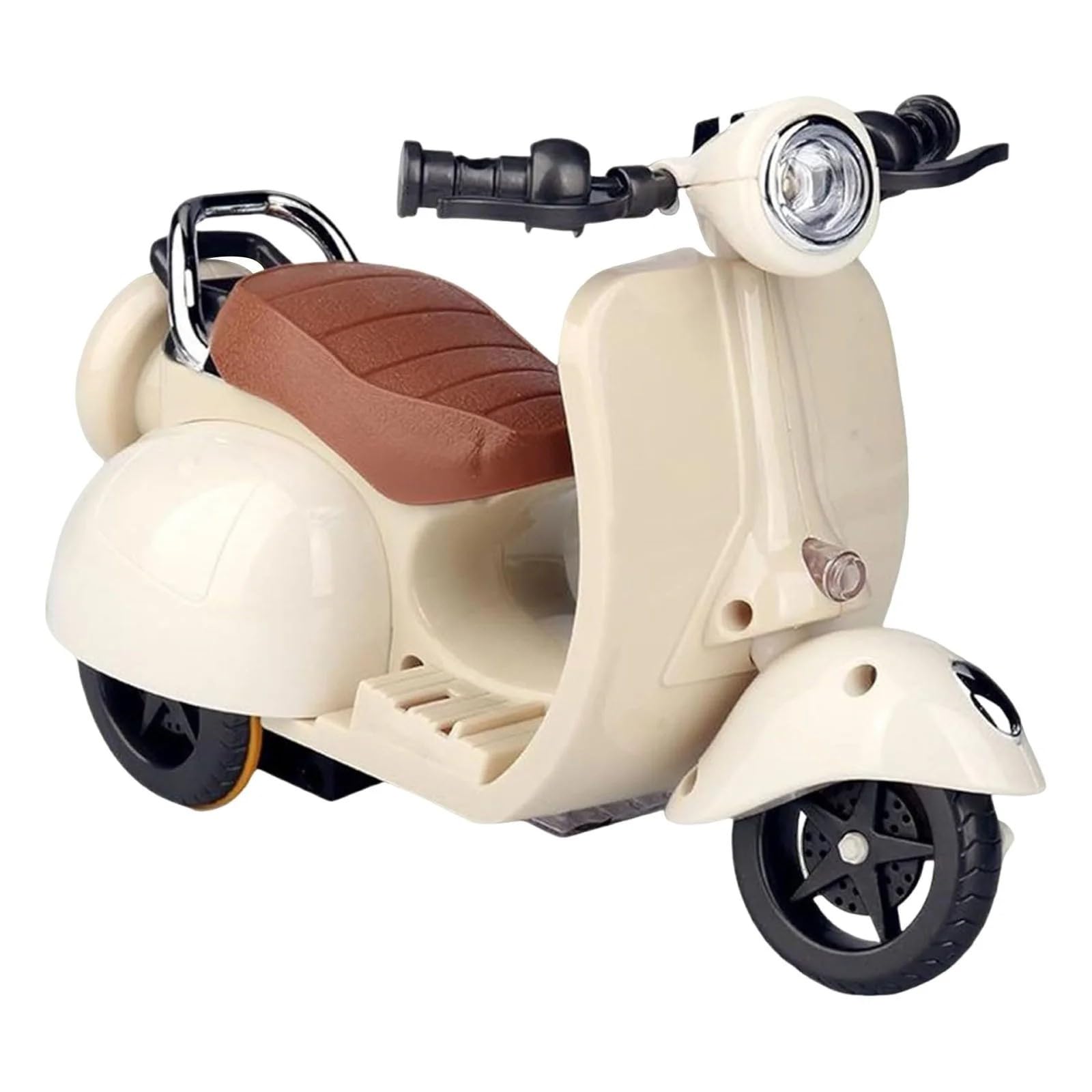 Mini Electric Doll Scooter Vehicles Toy Available Funny Doll Accessory with Music & Lights Could Rotate 360° Cute Plastic Scooter Toy Ornaments(Battery Not Included) (White)