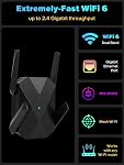 2026 AX3000 WiFi 6 Extender, WiFi Extender Signal Booster, Long Range WiFi Booster with Gigabit Ethernet Port, Access Point, Dual Band (2.4G/5.8G),No Required App, Easy Setup and Faster Speed (Black)