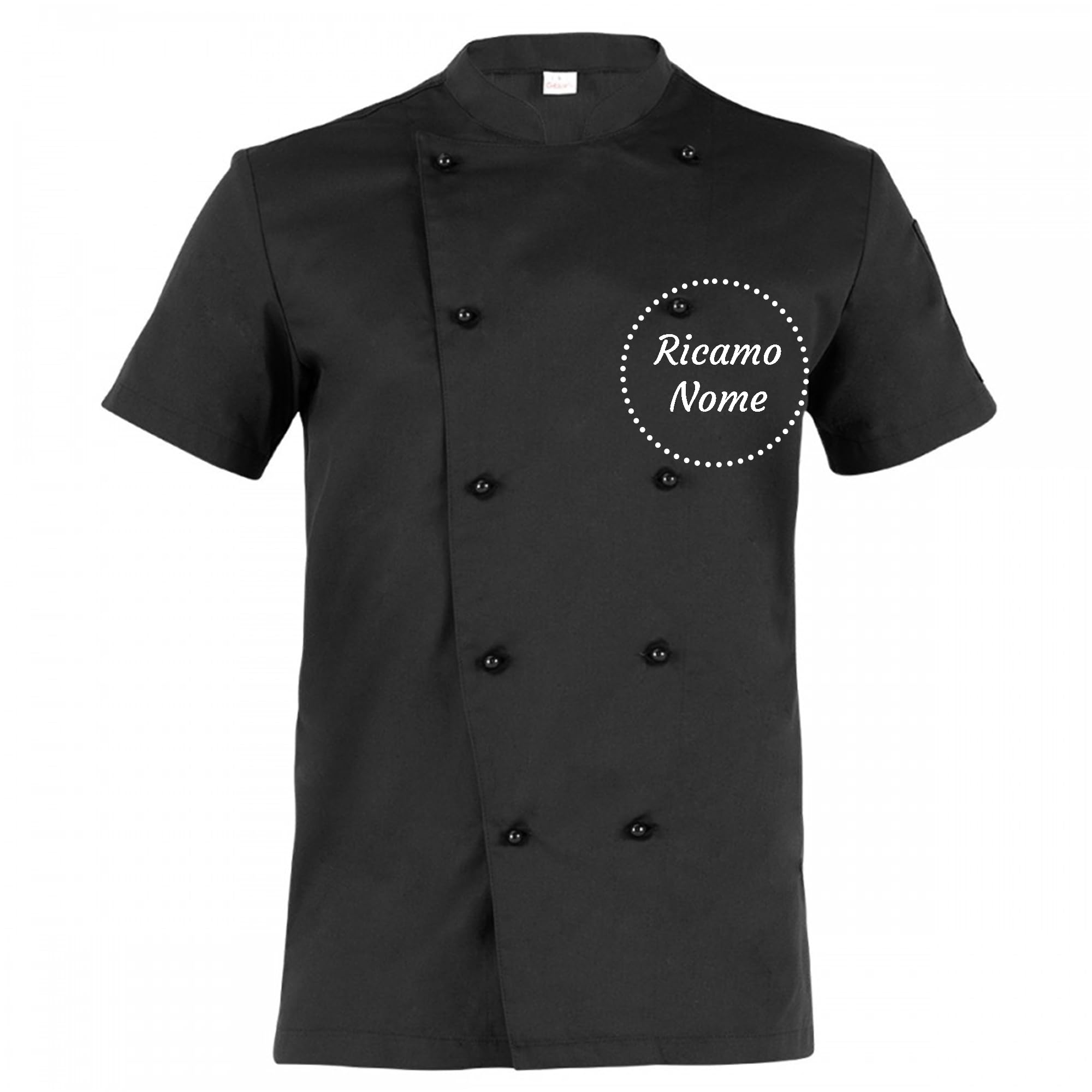 Giacca da Cuoco 100% Cotone con Maniche Corte, Taschino sul Braccio, Ricamo Nome