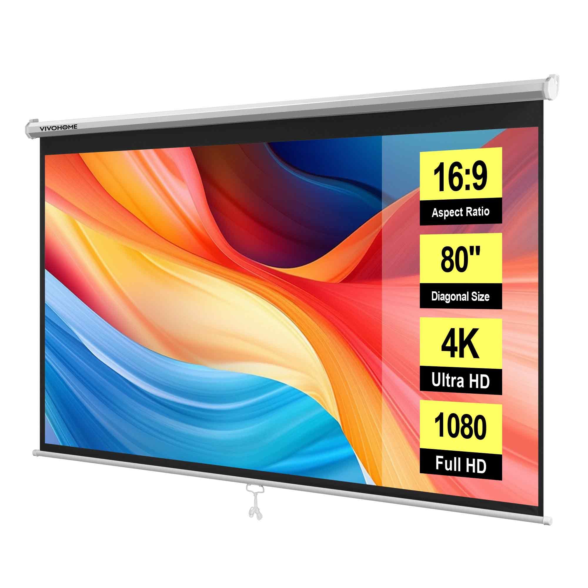 80インチ 4K プロジェクタースクリーン 16:9 80インチ 4K プロジェクタースクリーン 16:9 Amazon | VIVOHOME 80