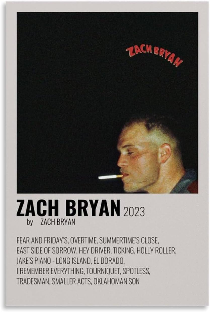 GPWDIEJB Zach BryanPoster Canvas Art Oil Painting Wall Painter Home Music Album Celebrity Painting Classical Decorative Wall ArtUnframe-style-1012x18inch(30x45cm)