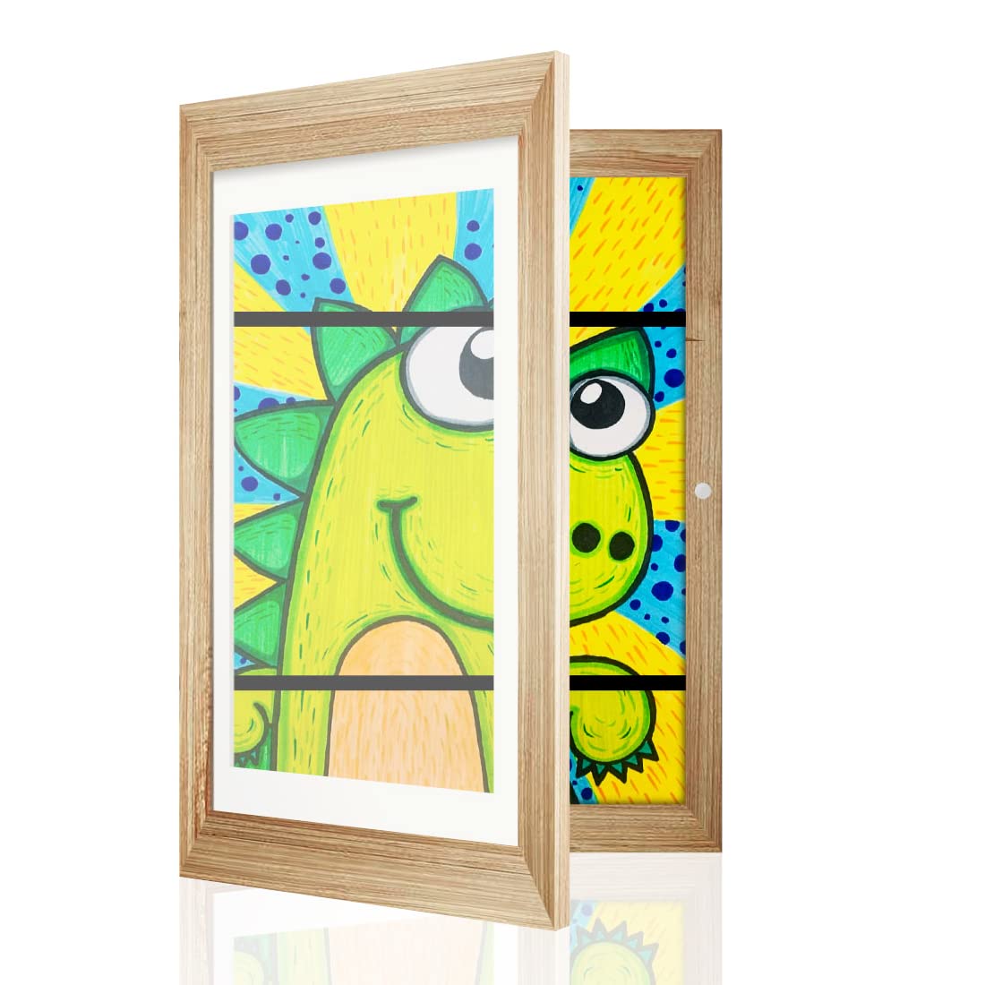 BNGXR Kids Art Picture Frames, 2023 Upgrade Children Art Projects Changeable Kids Artwork Frames, Premium Kids Art Display Frame Front Opening 3D Picture Display (Wood, Inner size 8.3 x 11.7 inches)