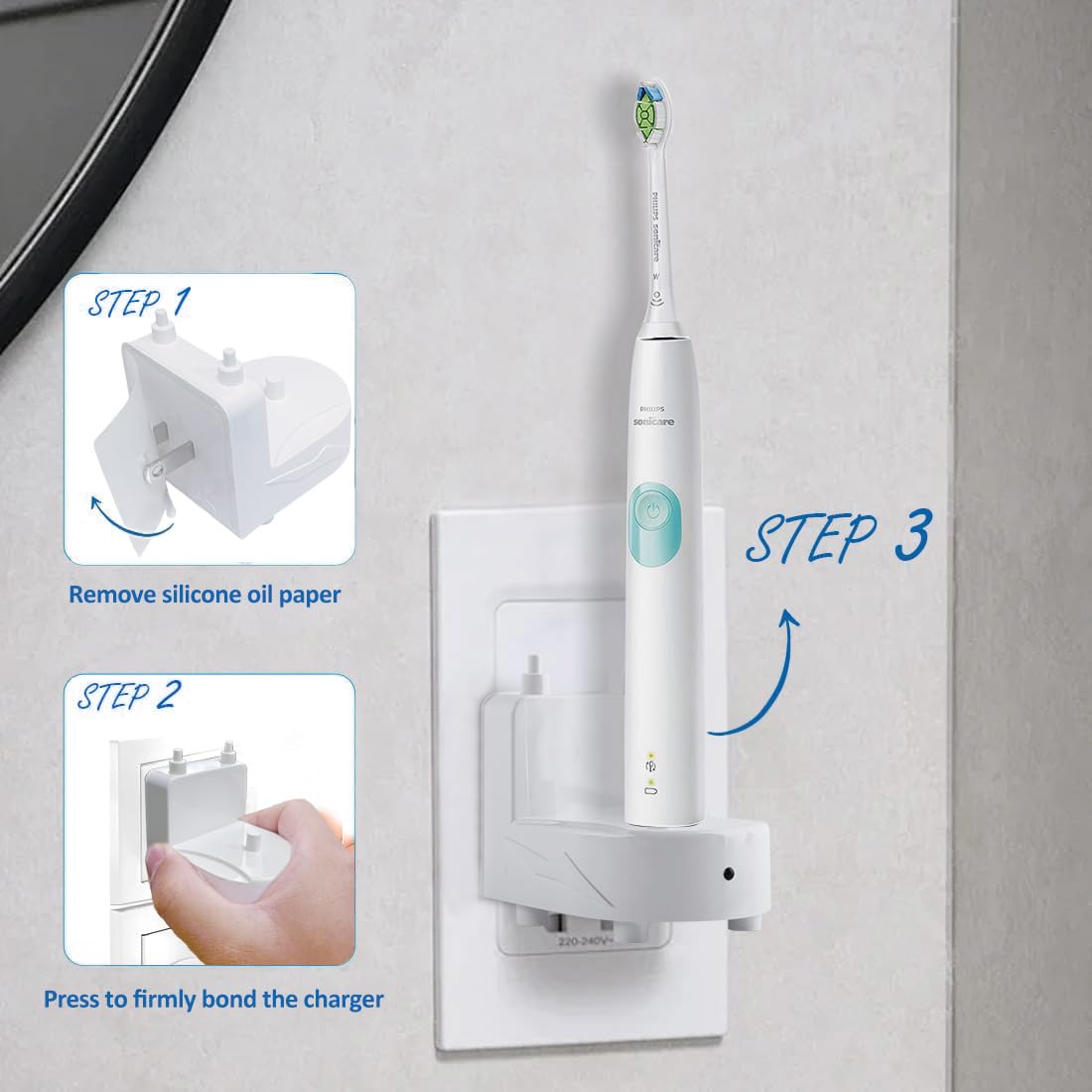 Wall Charger for Philips Sonicare Electric Toothbrush, Wireless Electric Toothbrush Wall Charger for HX6100 /HX3000 /HX6000 /HX8000 /HX9000, IPX7 Waterproof