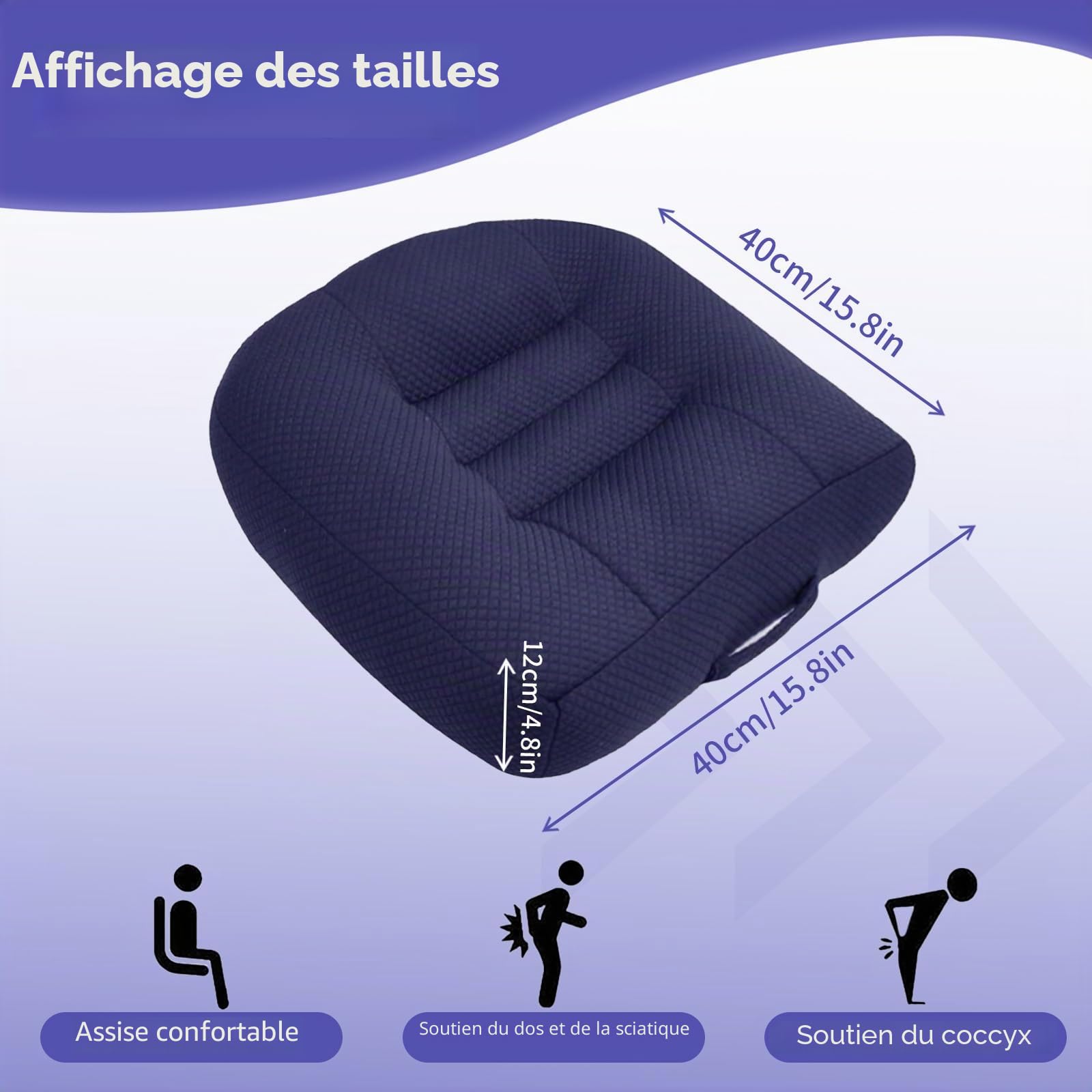 Coussin Rehausseur Voiture Adulte pour Conducteurs Courts, Portative Coussin Voiture Conducteur Rehaussé avec Poignée, Augmente Le Champ de Vision de 4,7 Pouces, 15.7 x 15.7 x 4.7 in