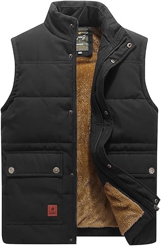 VtuAOL Men's Outerwear Vest for Men Winter Puffer Vests Fleece Lined Outdoor Warm Sleeveless Jackets