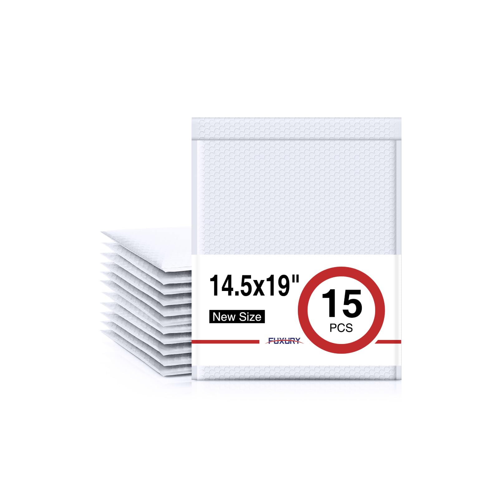 Fuxury Extra große Luftpolster-Versandtaschen, 37,7 x 48,3 cm, Weiß, versiegelt, wasserdicht, #7, gepolsterte Umschläge, blickdicht, Polsterumschläge für den Versand von Kleidung, Büchern, 15 Stück