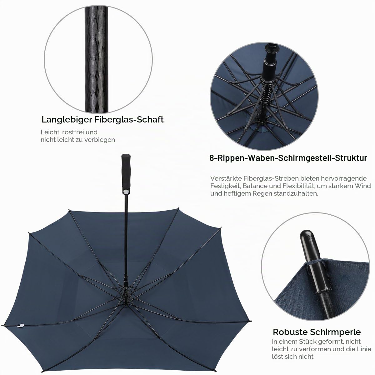 G4Free 62/68 Inch Quadratischer Golfschirm Übergroß Doppelt Überdachung für 2-4 Personen Großer Regenschirm Winddichter XXL Stockschirm Automatik Auf