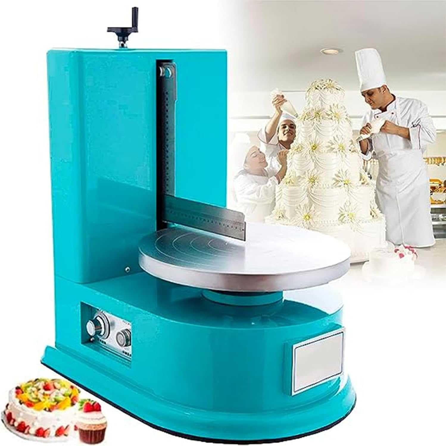Máquina para decorar la cubierta de la crema de mantequilla para tartas, utensilios para la cocción de tartas de cumpleaños de 4-12 pulgadas, máquina para aplanar el aplicador para decorar,azul