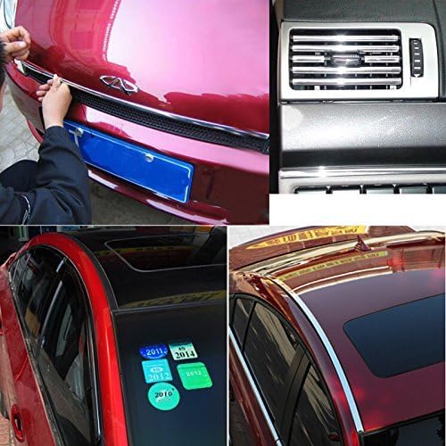 ATMOMO 12mm Silver Soft PVC Chrome DIY Moulding Line Car Decorating Line Trim Strip