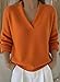 Kenhansion Womens V Neck Long Sleeve Knit Sweaters Fall Fashion Warm Sweater Tunic Tops Dressy Lightweight Casual Work Blouse (Orange,XX-Large)