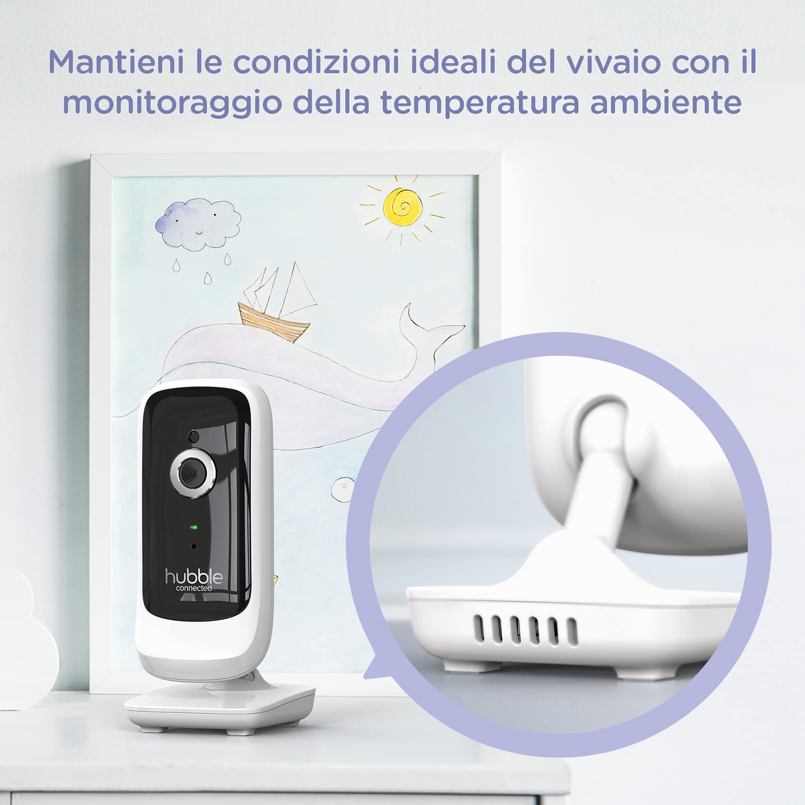 Hubble Connected Nursery View Premium Twin Baby Monitor 2 Cameras with 5" Screen, Infrared Night Vision, Split Screen, Digital Zoom and Room Temperature Sensor