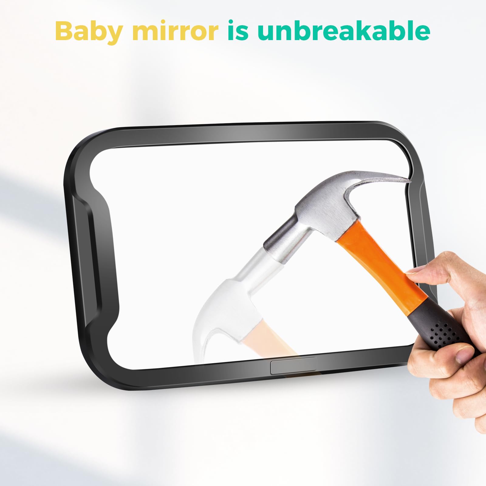 Oderra Espejo Coche Bebé Asiento Trasero, Irrompible y Ajustable 360° Espejo Bebe Coche - Espejo Seguro - Accesorio Esencial para Recién Nacidos
