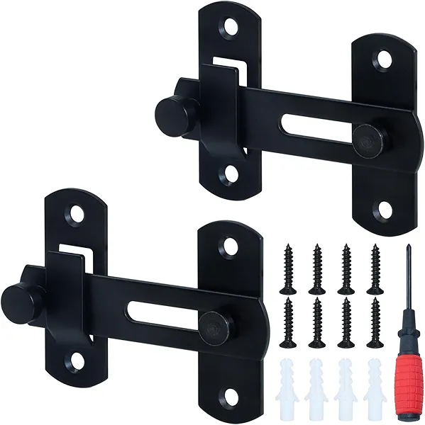 POSEAGLE 2 Pack 180 Degree Flip Barn Door Lock Latch for Barn Door, Gate Locks for Outdoor Fence, Pet Door, Bathroom, Closet, Cabinet, Garage, Window, Backyards (Size: 2.38" x 0.97" x 3.68")