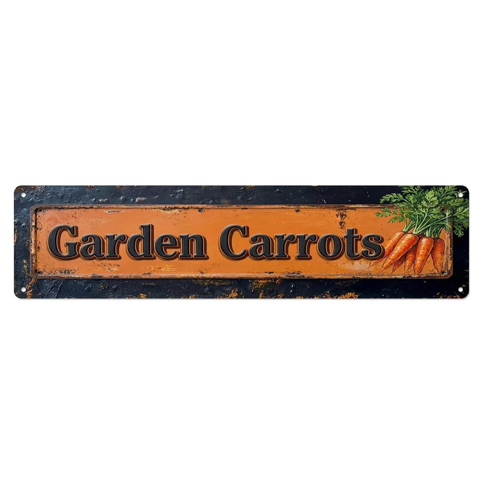 Vintage Garden Carrots Natural Farmhouse Metal Tin Sign