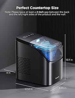 GoveeLife Smart Ice Maker Countertop, Portable Ice Machine with Voice Control, 9 Ice Cubes in 6 Minutes 3 Sizes, 26lbs/24Hrs, Self Cleaning RGB Lights, Quiet Ice Maker with Scoop for Kitchen Black