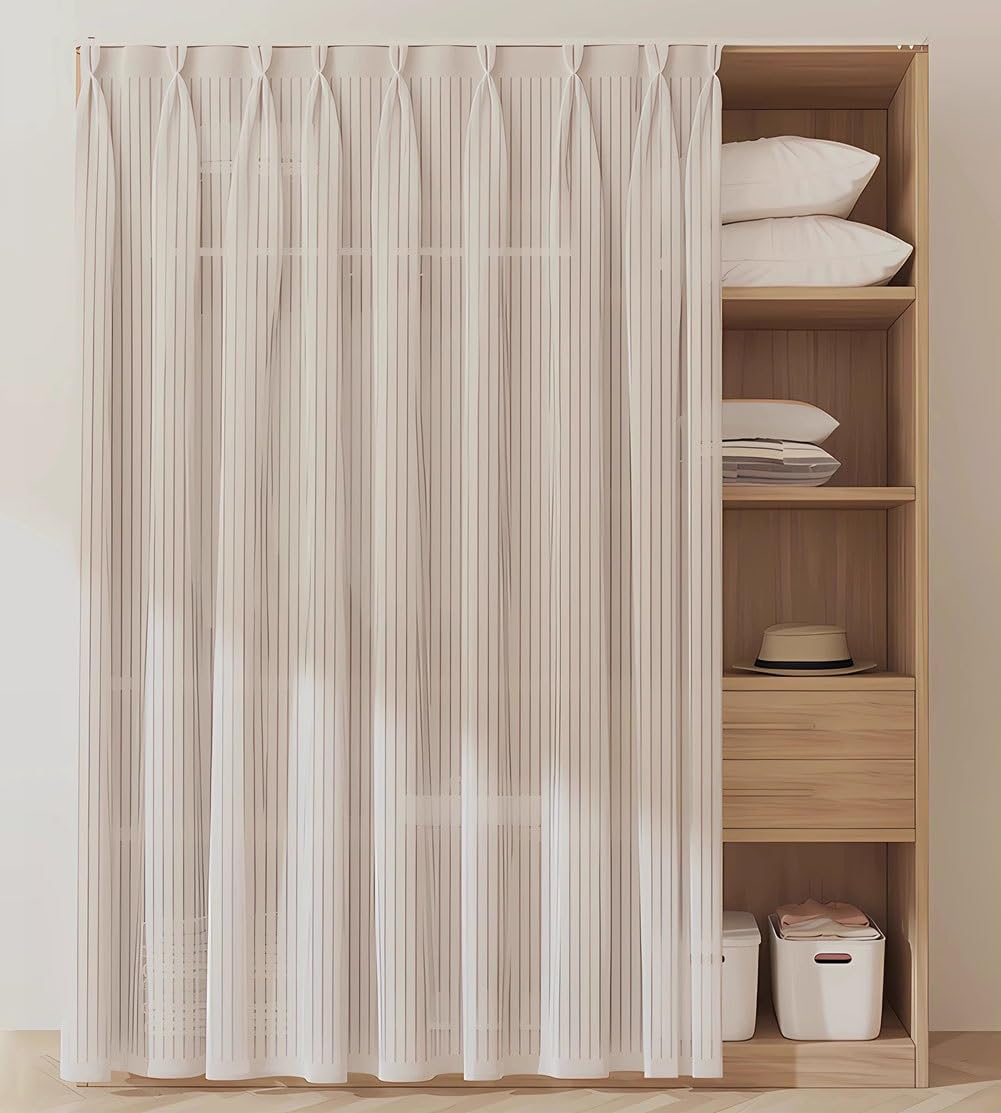 Raumteiler Vorhang - Küche Schlafzimmer, Vorhang für Offenen Schrank Klein, Schrankvorhang mit Schiene - Waschmaschinen, Privatsphäre Gardine, Selbstklebend Waschbar(A,50x160cm)