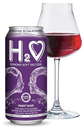 H2O - Seltzer suave con infusión de vino The World's First California, 0.0% no alcohólico, (Pinot Noir, paquete de 24 lata de 16 onzas líquidas)